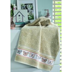 Toalha de Rosto Dohler Jacquard Premium Bege 50cm x 80cm FJ-6381