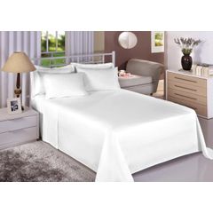 Jogo de Cama King 04 Peças 100% Algodão 180 Fios Branco Premium Linea