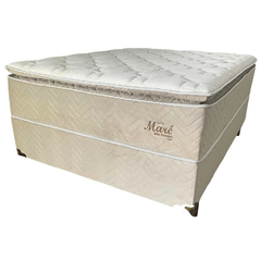 Conjunto box  Maré Luxo Casal Zeflex 138x188x78 Bege