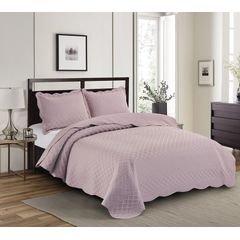 Kit de Colcha Camesa Ilusion Orla 03 Peças Casal Rose, 220X240